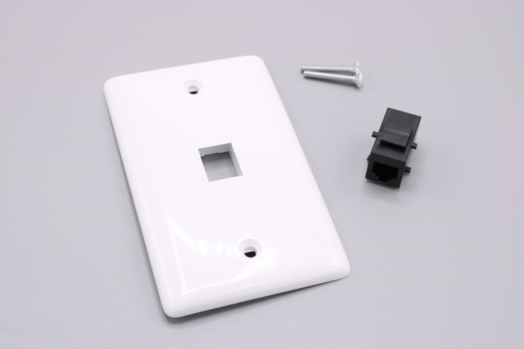 Picture of 1-Port Wall Plate, White, Product # 849215