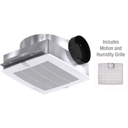 Picture of Bathroom Exhaust Fan with Motion and Humidity Grille, Low Profile, Model SP-B80MH, 115V, 1Ph, 46-94 CFM